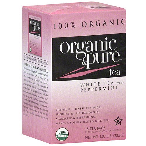 ORGANIC & PURE: Tea White Pprmnt Org, 18 bg