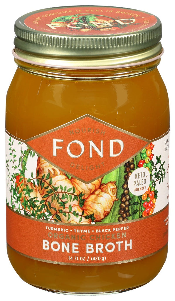 FOND BONE BROTH: Chicken Bone Broth Turmeric Thyme, 14 oz