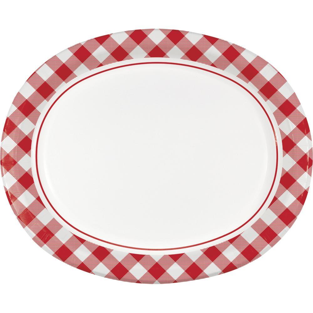 CREATIVE CONVERTING: Gingham Classic Oval Plate, 8 ea