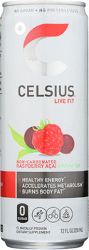 CELSIUS: Live Fit Raspberry Acai Green Tea, 12 oz