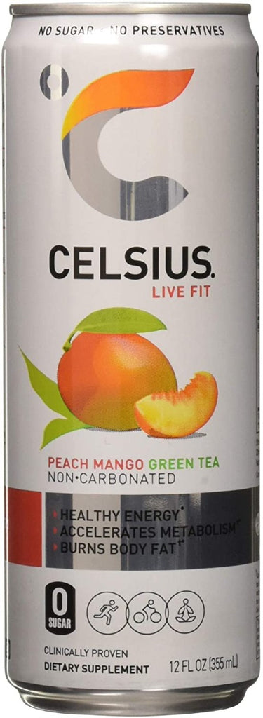 CELSIUS: Live Fit Peach Mango Green Tea, 12 oz