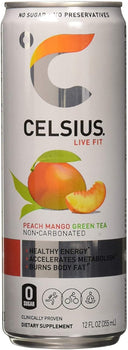 CELSIUS: Live Fit Peach Mango Green Tea, 12 oz