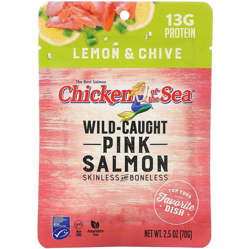 CHICKEN OF THE SEA: Wild Caught Pink Salmon Lemon And Chive, 2.5 oz