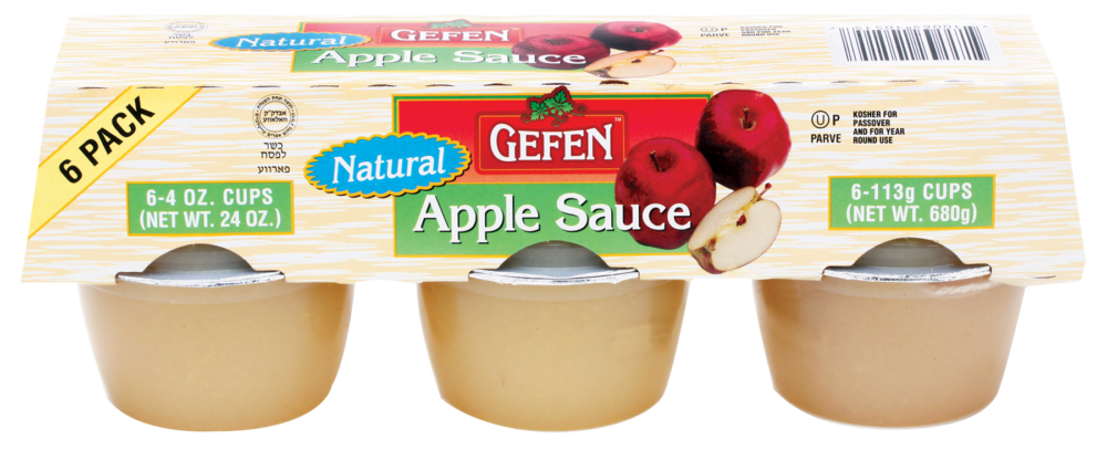 GEFEN: Natural Apple Sauce Cups 6Pack, 24 oz