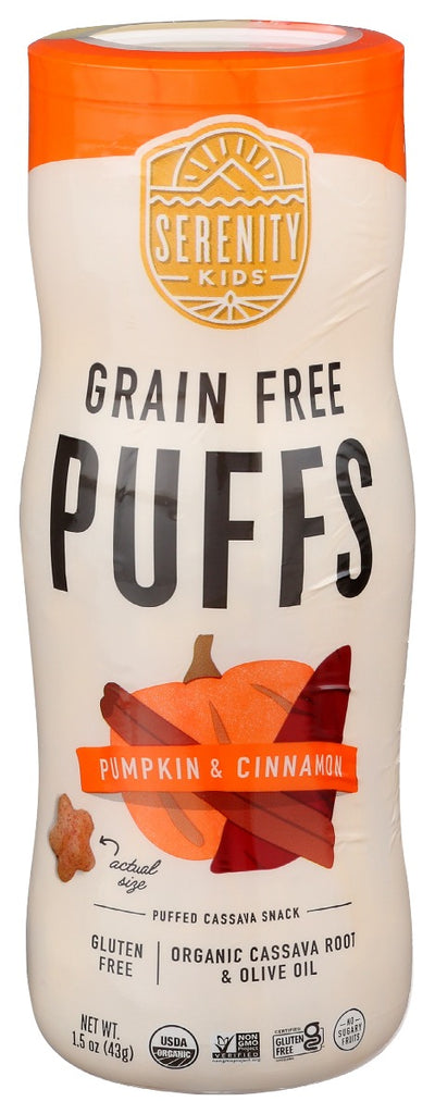 SERENITY KIDS: Pumpkin and Cinnamon Grain Free Puffs With Olive Oil, 1.5 oz