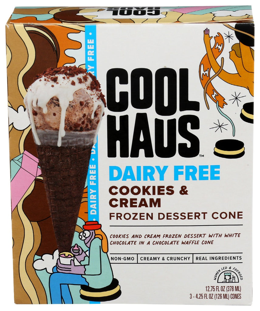 COOLHAUS: Cookies And Cream Frozen Dessert Cone Dairy Free, 12.75 oz