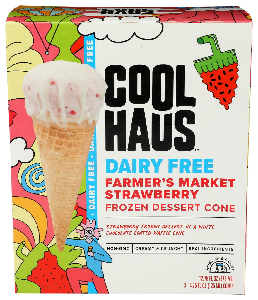 COOLHAUS: Farmers Market Strawberry Frozen Dessert Cone Dairy Free, 12.75 oz