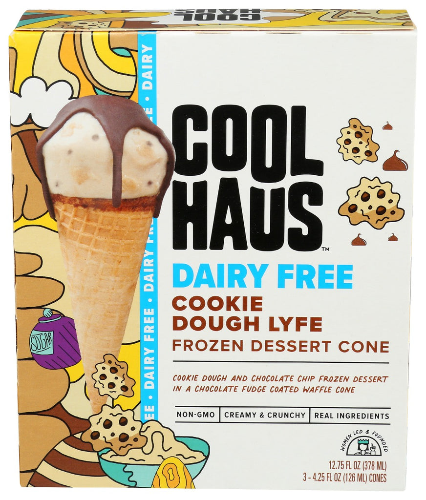 COOLHAUS: Cookie Dough Lyfe Frozen Dessert Cone Dairy Free, 12.75 oz