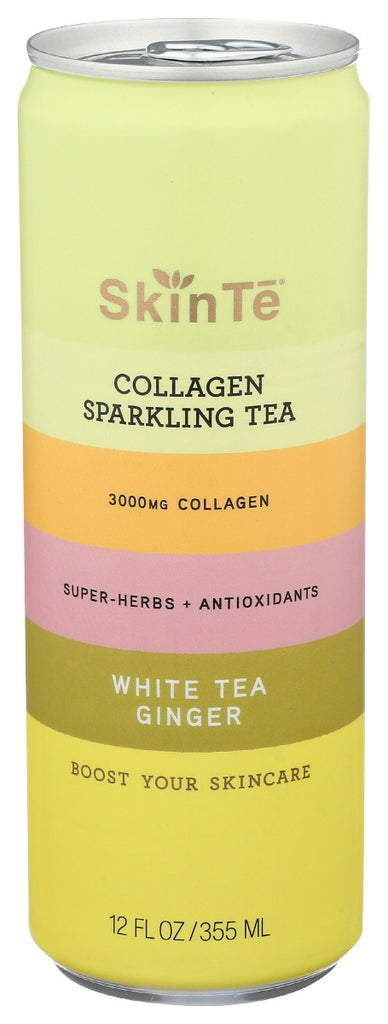 SKINTE: Collagen Sparkling Tea White Tea Ginger, 12 fo