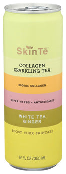 SKINTE: Collagen Sparkling Tea White Tea Ginger, 12 fo