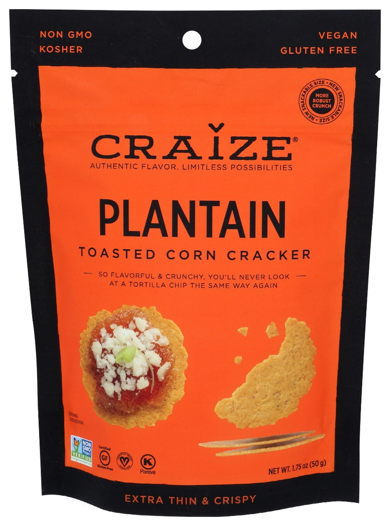 CRAIZE: Plantain Toasted Corn Crackers, 1.75 oz