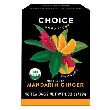 CHOICE TEA: Mandarin Ginger Herbal Tea, 16 bg