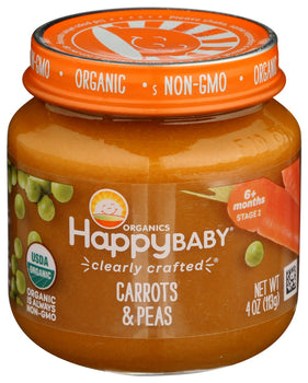 HAPPY BABY: Carrots and Peas Jar, 4 oz