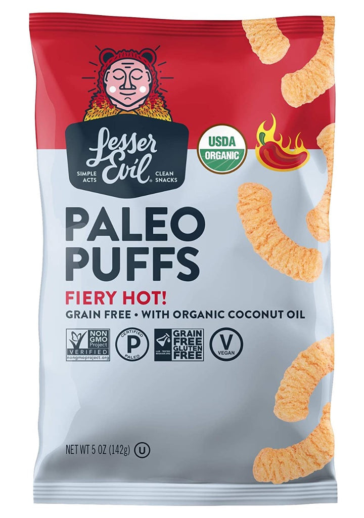 LESSER EVIL: Paleo Puffs Fiery Hot, 5 oz