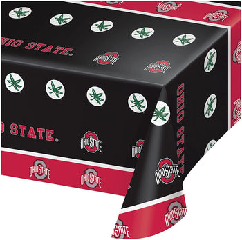 CREATIVE CONVERTING: Ohio State University Plastic Table Cover, 1 ea