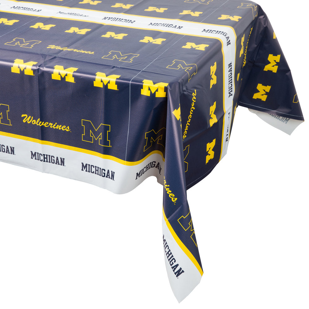 CREATIVE CONVERTING: University of Michigan Plastic Table Cover, 1 ea