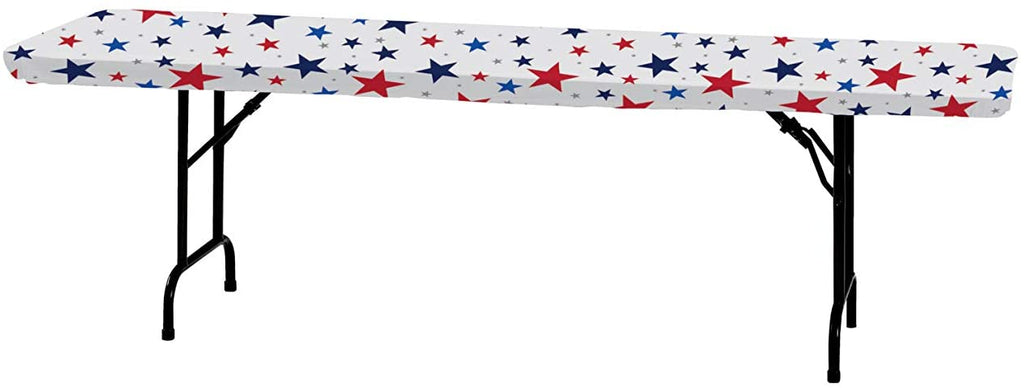 CREATIVE CONVERTING: Patriotic Star Stay Put Plastic Tablecloth, 1 ea