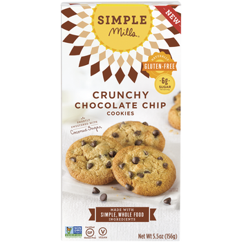 SIMPLE MILLS: Crunchy Chocolate Chip Cookies, 5.5 oz