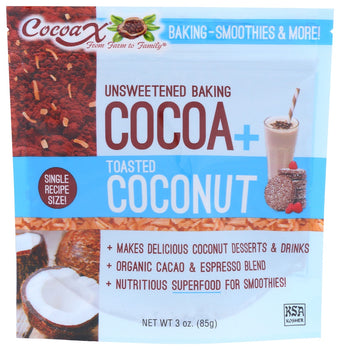 COCOAX: Unsweetened Baking Cocoa Toasted Coconut, 3 oz