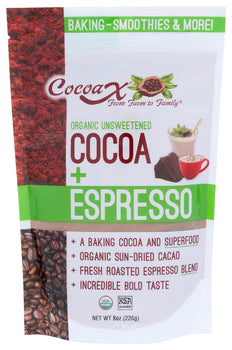 COCOAX: Organic Unsweetened Cocoa Espresso, 8 fo