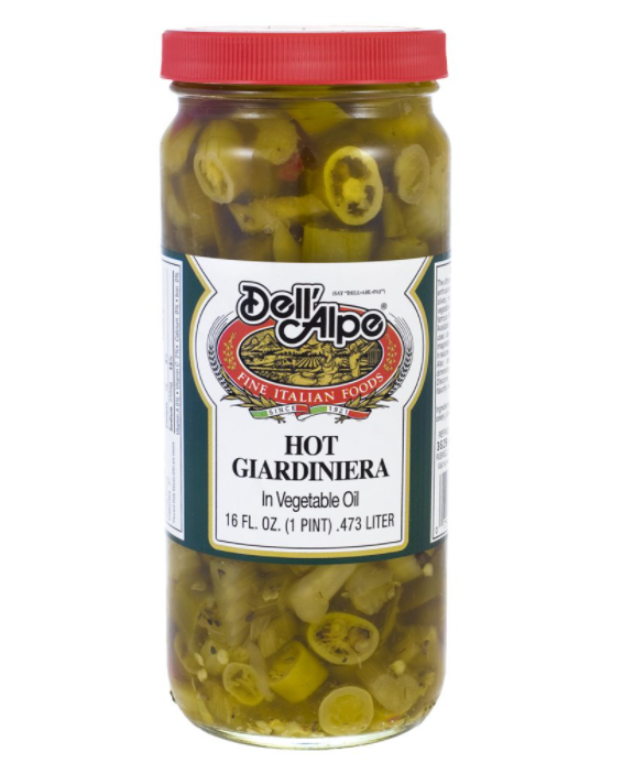 DELL ALPE: Hot Giardiniera In Vegetable Oil, 16 oz