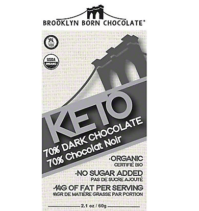 BROOKLYN BORN CHOCOLATE: Keto Dark Chocolate 70 Percent Bar, 2.1 oz