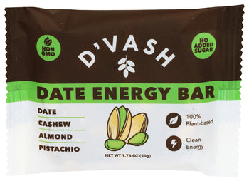 DVASH ORGANICS: Cashew Almond Pistachio Date Energy Bar, 1.76 oz