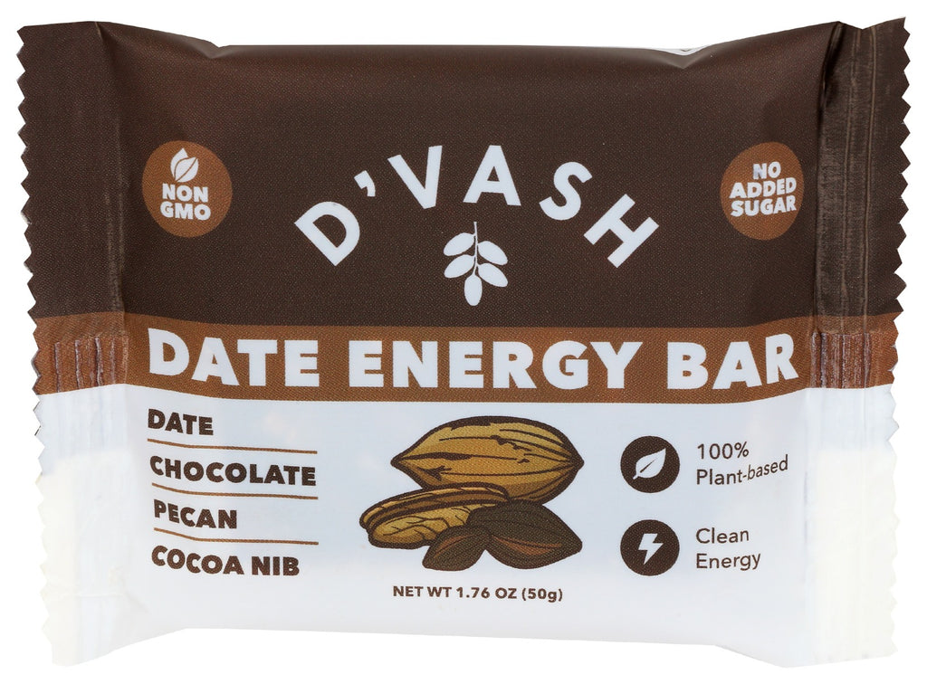 DVASH ORGANICS: Chocolate Pecan Cocoa Nib Date Energy Bar, 1.76 oz