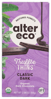 ALTER ECO: Classic Dark Truffle Thins Chocolate Bar, 2.96 oz