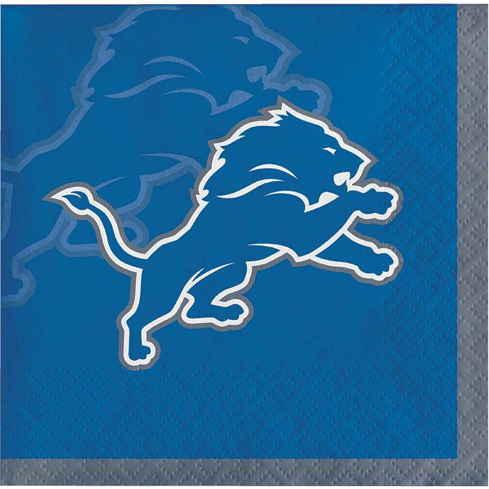 CREATIVE CONVERTING: Detroit Lions Beverage Napkin, 16 ea