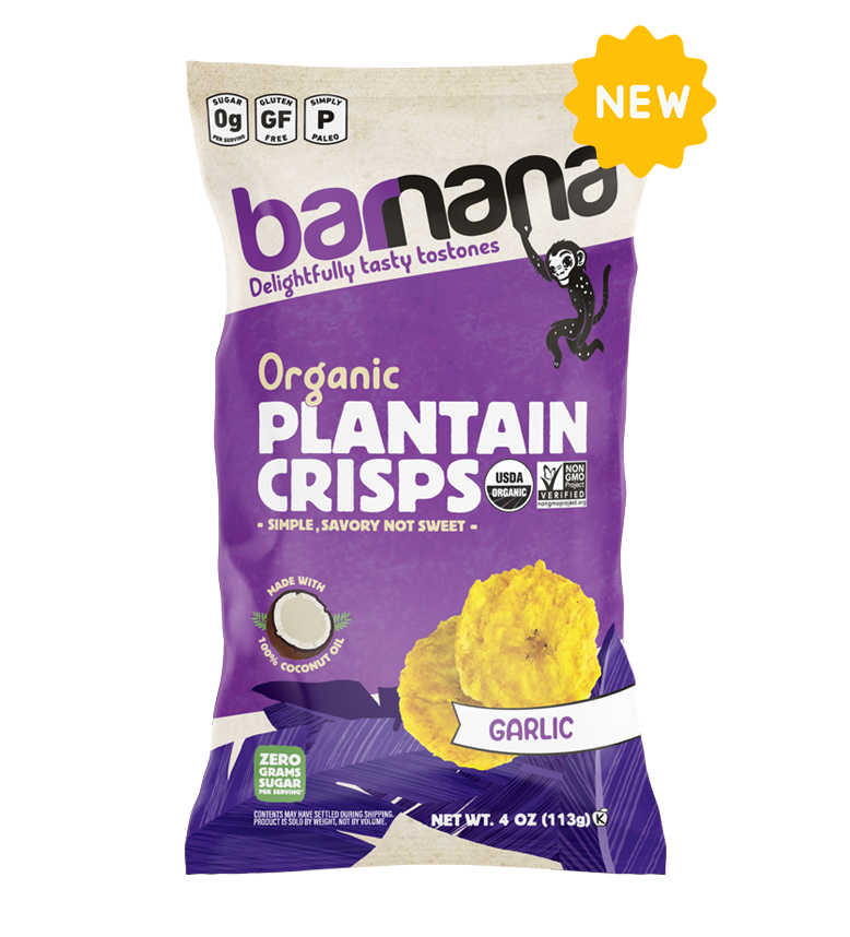 BARNANA: Plantain Org Crisp Garlic, 4 oz