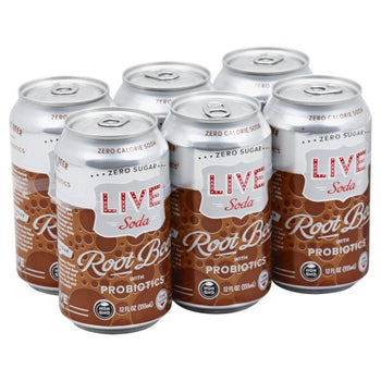 LIVE SODA: Soda Live Root Beer 6Pk, 72 fo