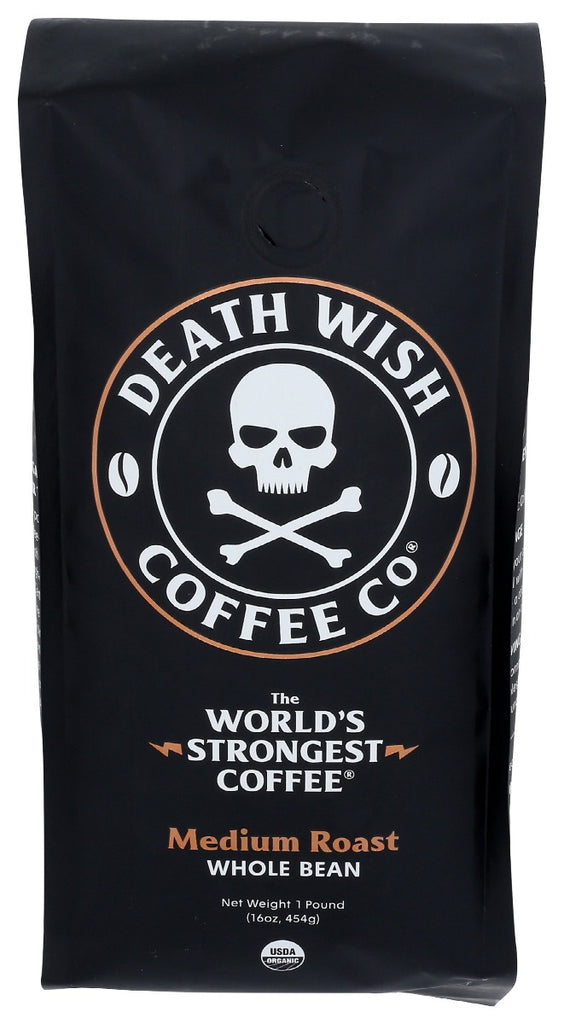 DEATH WISH COFFEE: Medium Roast Whole Bean Coffee, 16 oz