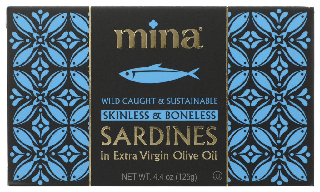 MINA: Sardines In Extra Virgin Olive Oil Skinless and Boneless, 4.4 oz