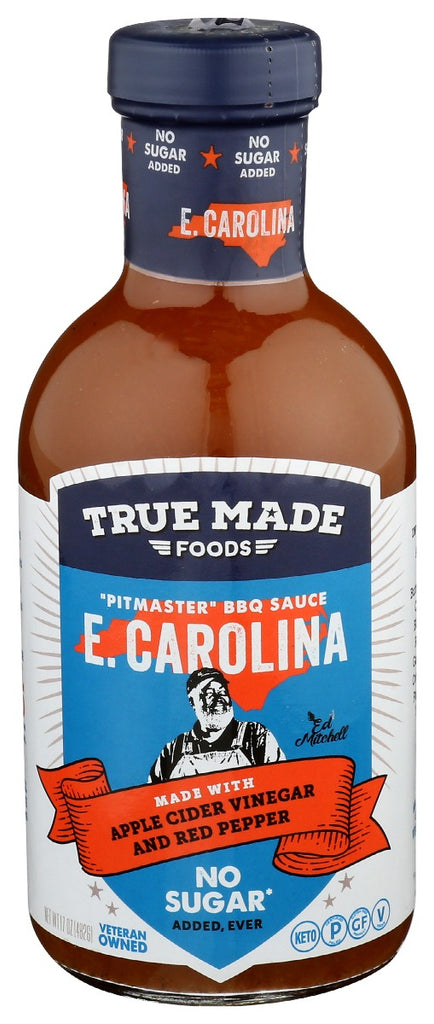 TRUE FOODS: Eastern Carolina BBQ Sauce No Sugar, 17 oz