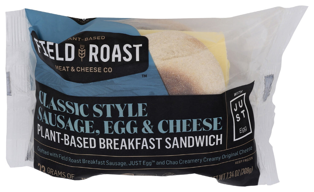 FIELD ROAST: Classic Style Sausage Egg and Cheese Plant Based Breakfast Sandwich, 7.34 oz