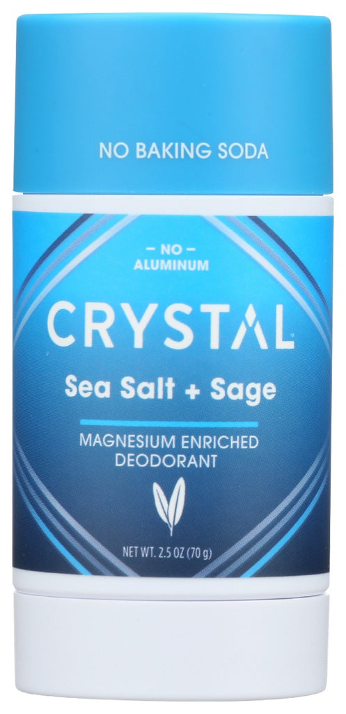 CRYSTAL BODY DEODORANT: Magnesium Enriched Deodorant Sea Salt Plus Sage, 2.5 oz