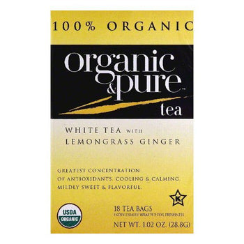 ORGANIC & PURE: Tea Whte Lmngrss Gngr Org, 18 bg