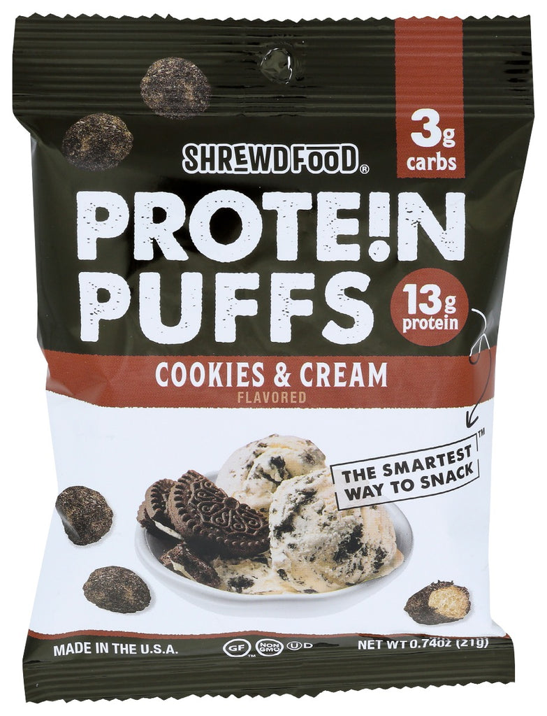 SHREWD FOOD: Protein Puffs Cookies and Cream, 0.74 oz