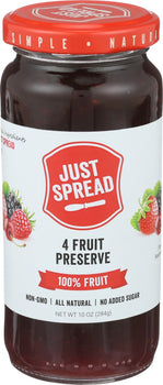 JUST SPREAD: Four Fruit Preserve, 10 oz