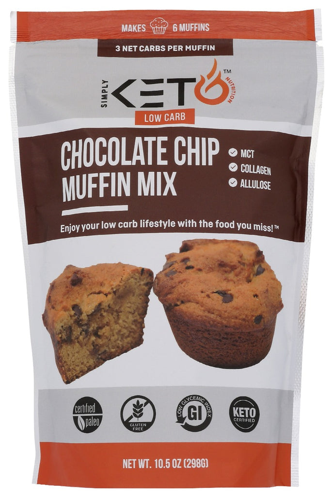 SIMPLY KETO NUTRITION: Low Carb and Keto Friendly Chocolate Chip Muffin Mix, 10.5 oz