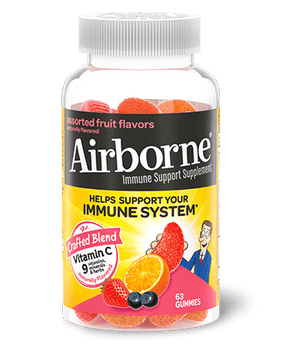 AIRBORNE: Assorted Fruit Flavored Immune Support Gummies, 63 un