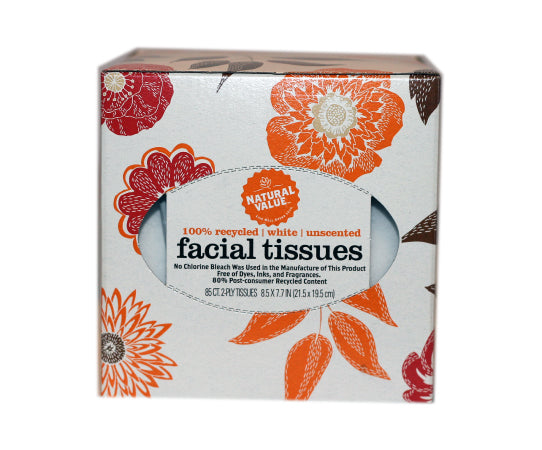 NATURAL 100% Recycled Facial Tissues 85 Count, 1 ea