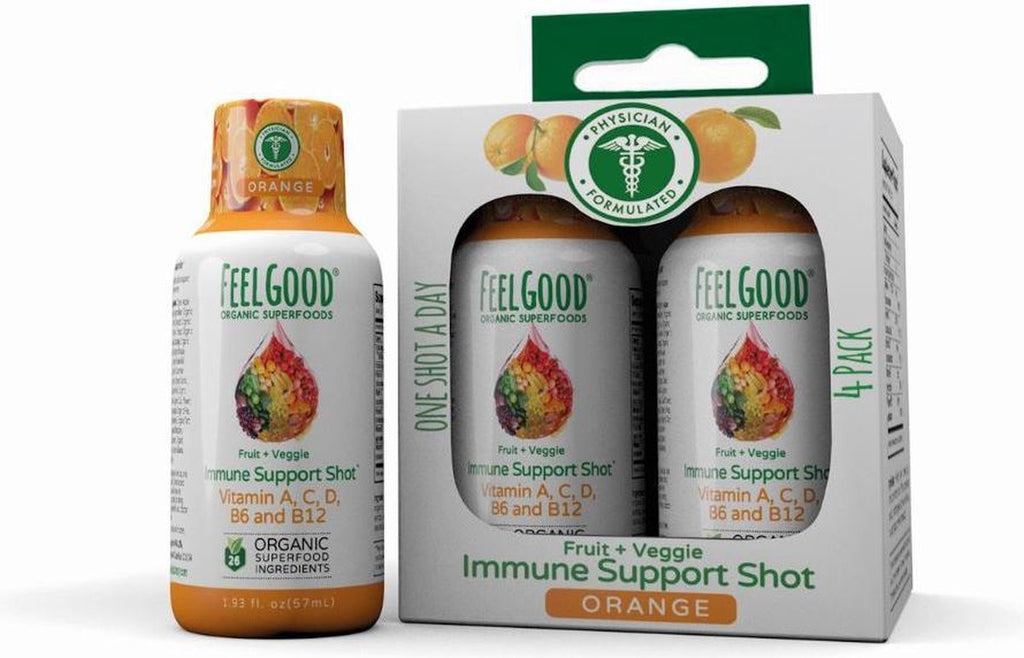 FEELGOOD ORGANIC SUPERFOODS: Shot Immune Orange 4Pk, 7.72 oz