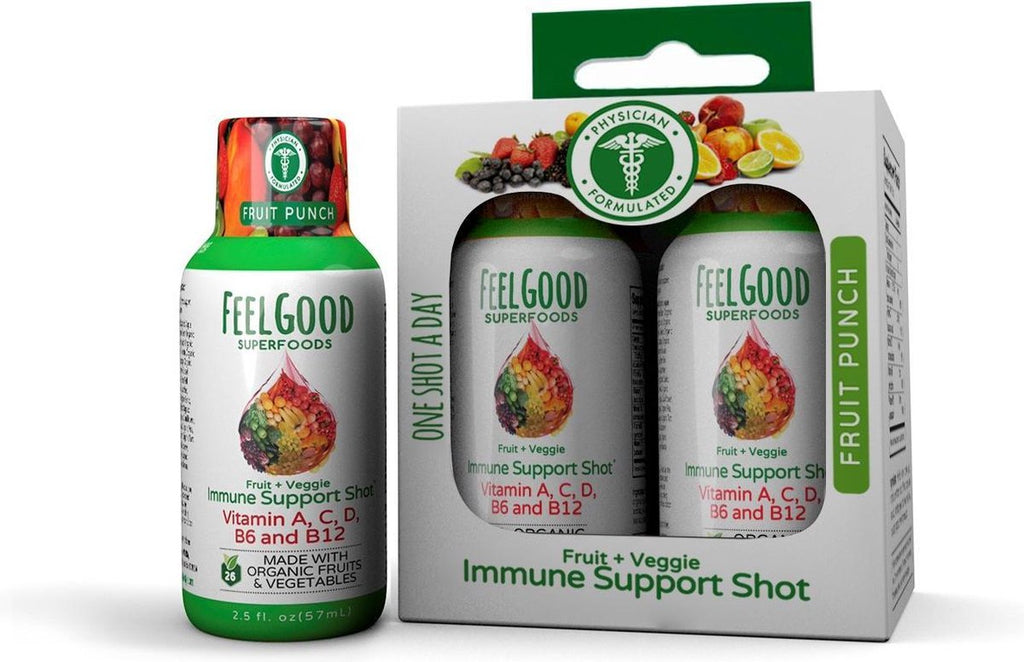 FEELGOOD ORGANIC SUPERFOODS: Shot Immune Fruit Punch 4pk, 7.72 oz