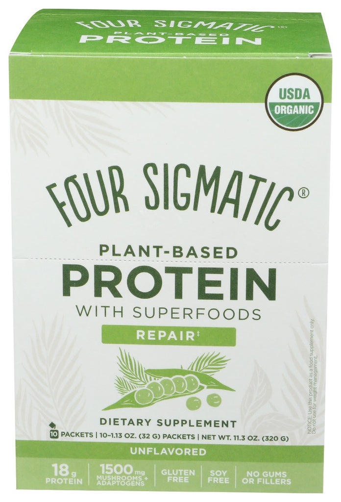 FOUR SIGMATIC: Plant Based Protein Powder Unflavored Box, 11.3 oz