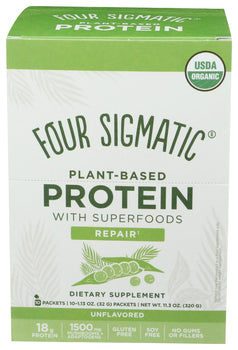 FOUR SIGMATIC: Plant Based Protein Powder Unflavored Box, 11.3 oz