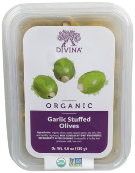 DIVINA: Organic Garlic Stuffed Olives, 4.6 oz