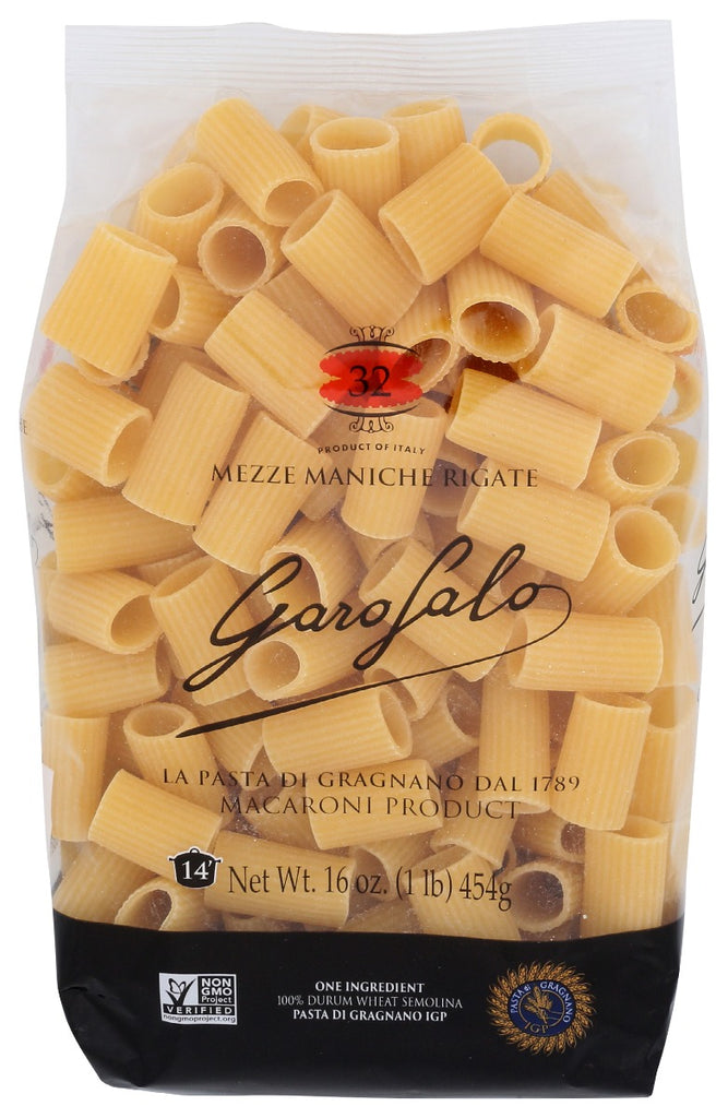 GAROFALO: Mezze Maniche Rigate Pasta, 16 oz