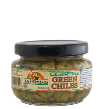 DOS HERMANOS: Fire Roasted Mild Diced Green Chiles, 4 oz